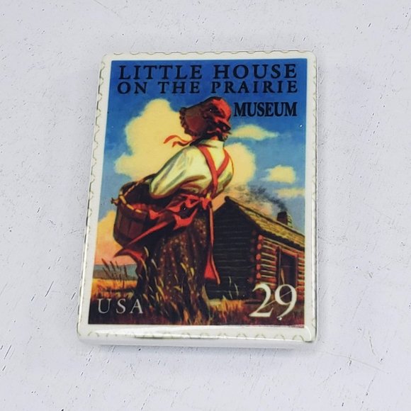 Little House On The Prairie Museum Stamp Magnet Kitchen Fridge Vintage - Picture 1 of 3